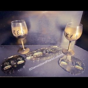 New Orleans Saints Wine glass and coaster set